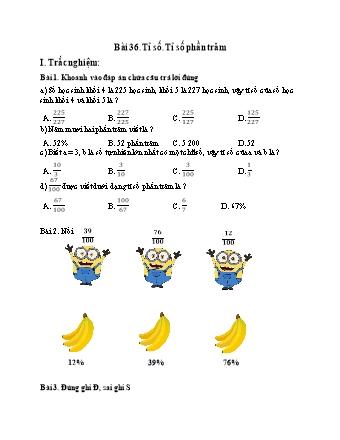Phiếu bài tập Toán 5 - Bài 36: Tỉ số. Tỉ số phần trăm