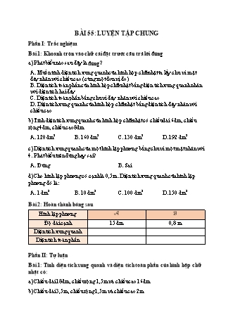 Phiếu bài tập Toán 5 - Bài 55: Luyện tập chung