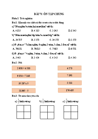 Phiếu bài tập Toán 5 - Bài 75: Ôn tập chung