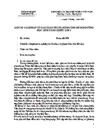 SKKN Một số giải pháp về giải toán trung bình cộng để bồi dưỡng học sinh năng khiếu lớp 4