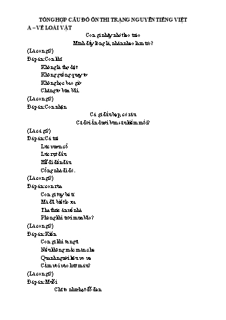 Tổng hợp câu đố ôn thi Trạng nguyên Tiếng Việt